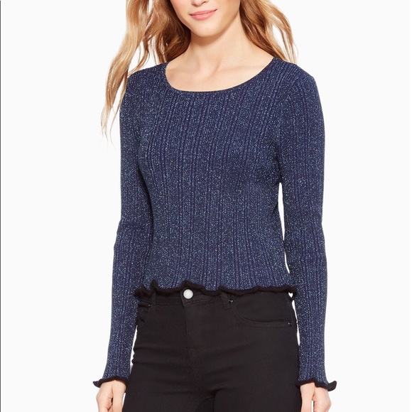 Parker Hillary Sparkly Green Blue Fuzzy Sweater - Picture 2 of 15